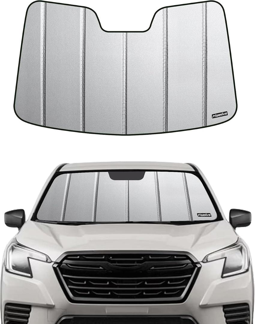 Pigenius Windshield Sunshade for Subaru Forester 2022-2025 Eyesight, Premium Grey Leather Finish