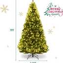 HOMGX 7 FT Pre-Lit Artificial Christmas Tree, Hinged Xmas Tree W/ 500 Dual-Colored LED Lights, 11 Flash Modes, 1570 PVC Branch & Foldable Metal Stand, Indoor Outdoor Decoration for Home Holiday Party