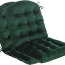 Set of 2 High Back Tufted Outdoor Chair Cushion, 44 x 21 Inch, Water Repellent, Outdoor Dining Chair Cushions with Ties, Patio Seating Cushions for Garden Patio Furniture (Dark Green)