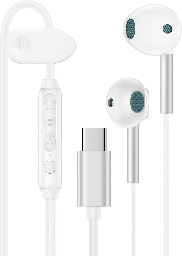 USB C Headphones for iPhone 17 16e/16/16 Pro/16 Pro Max/16 Plus/15 Pro/15 Pro Max/15 Plus/15,iPad Pro,Type C Wired Earbuds Microphone Earphones for Samsung Galaxy S25 Ultra/A17,Pixel 10 9 8,One Plus9