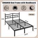 SHOANED 14 Inch Metal Bed Frame - Full Size Heavy Duty Bedframe with Headboard Black Basic Steel Slats Platform No Box Spring Needed/Easy Assembly/Noise Free