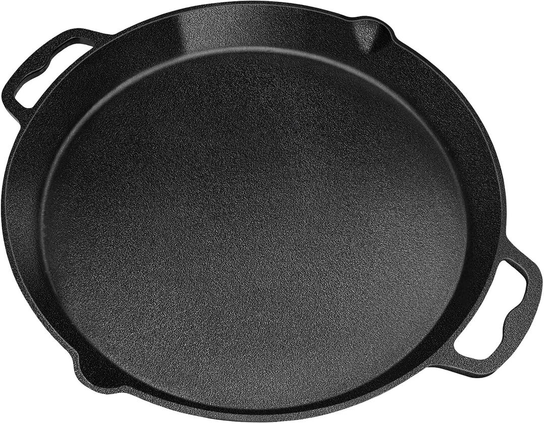 BUCABUCA Pre-Seasoned Cast iron Skillet,Frying Pan,Chef's Pan,Large Skillet,Cast Iron Camping Pan (17 inch)