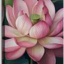 OAAPITI Zen Canvas Wall Art Pink Lotus Picture Print Water Lily Bloom Art Painting Poster Meditation Spiritual Room Decor Artwork Frame(Artwork-1,16"x24")