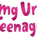 Pre-Strung OMG Ur A Teenager Pink Glitter Banner - 13th Birthday Decorations for Teen Boys and Girls - Birthday Party Supplies and Gifts