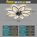 LENIVER 35.5" Ceiling Fan with Lights Remote Control, Modern Low Profile Flush Mount Ceiling Fan with Lights, Dimmable Ceiling Fans 3 Color 6 Speed for Bedroom Living Dining Room Kitchen - Black