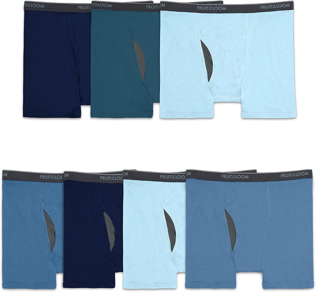 Fruit of the Loom Men's Coolzone Boxer Briefs, Moisture Wicking & Breathable, Assorted Color Multipacks (XX-Large Big, Big Man - 7 Pack - Assorted Blue)