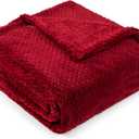 PAVILIA Soft Fleece Burgundy Dark Red Throw Blanket for Couch, Lightweight Plush Warm Blankets for Bed, Fuzzy Cozy Flannel Blanket Throw for Sofa, Travel, Jacquard Pattern, Wine Red, 50x60 inch
