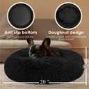 Hoewina Dog & Cat Bed, 20in Cat Beds for Indoor Cats, Calming Donut Bed for Puppy and Kitten, Washable Round Fluffy Pet Bed for Small Medium Dogs and Cats (Black)