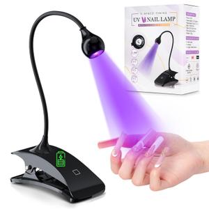 UV Light for Nails Touch Nail Dryer Rechargeable & Type-C Led Nail Lamp with Black Clamp Gel X Lamp and Flash Cure Professional Manicure Home Salon (3W-Black)