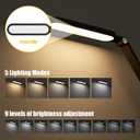 JKSWT LED Desk Lamp, Eye-Caring Table Lamps Natural Light Protects Eyes Dimmable Office Lamp with 5 Color Modes USB Charging Port Touch Control and Memory Function, 10W Reading Lamp, Black