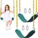 PACEARTH 2 Pack Swings Seats Holds 660lbs with 68.9 inch Anti-Rust Chains Plastic Coated 23.6 inch Tree Hanging Straps and Locking Buckles Playground Swing Set Accessories Replacement - Green
