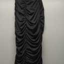 BEAGIMEG Women's Sexy Bodycon Sleeveless Backless Ruched Halter Neck Party Club Cocktail Midi Dress (Black)