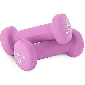 Yes4All Neoprene Coated Dumbbell Hand Weight Sets of 2 Multiple Weight Antiroll, AntiSlip, Hexagon Shape, Purple, 2 lb Pair