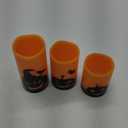 Eldnacele Halloween Flameless Candles, LED Flickering Battery Pillar Candles with 6H Timer and Pumpkin Decals, Spooky Fall Halloween Festival Party Decoration Set of 3 (D 3 x H 4 5 6) 8-Pumpkin Timer