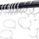 Openable Curtain Rings with Eyelet,24PCS White Curtain Rings,Drapes Rings 1.25 in Interior Diameter,Hinge Snap-Joint Design, Fits Curtain Rods Up to 1 Inches TXZWJZ