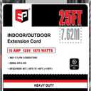 EP 25 Ft Outdoor Extension Cord - 12/3 SJTW Heavy Duty Black Extension Cable with 3 Prong Grounded Plug - Power Cord for Lawn, Garden, Appliances