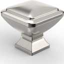 9BUILD 10 Pack 1.2 Inch Brushed Satin Nickel Cabinet Knobs - Square Kitchen Knobs for Cabinets and Dressers