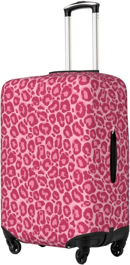 Pink Leopard Travel Luggage Covers Elastic Washable Suitcasee Protector Travel Suitcase Baggage Covers For Kid And Adult Travel Case, M (Fit 22-24 Inch Luggage