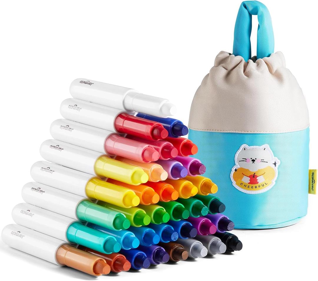 Jar Melo Jumbo Crayons for Toddlers, 36 Colors Washable Crayons with 108 Free PDF Coloring Pages, Unbreakable and Easy to Hold, Safe Art Supplies for Kids Ages 1-3, 2-4, 4-8