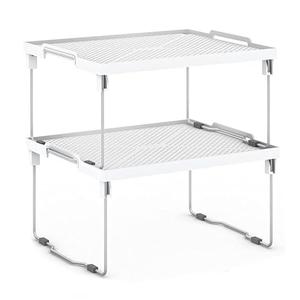 ums Kitchen Shelves Cabinet Organizer, Stackable Freezer Rack, Cupboard Box Organizer, Shelf Riser, Usable Storage Rack for Spice, Fridge Shelf Riser, (12x11 inch), Pack of 2