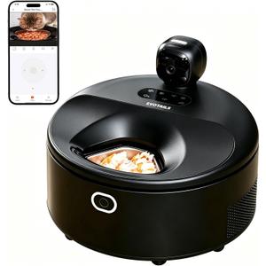 Wet Food Automatic Cat Feeder with Camera, Semiconductor Cooling & Heating with Stainless Steel Bowl, APP Control with Camera & Meal Call, 5 Fresh Meals Pet Food Dispenser (Black)
