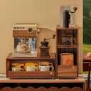 Coffee Station Organizer Wood Coffee Bar Organizer with Drawer Countertop Wooden Mug Holder for Kitchen CoffeeMaker Stand, 17.3 inches x 14 inches x 8.2 inches