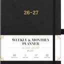 2026-2027 Planner - Weekly and Monthly Planner 2026-2027, Jul.2026 - Jun.2027, 9" x 11", 26-27 Calendar Planner with Inner Pocket + Bookmarks+ Leather Hardcover, Black