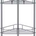 4 Tier Floor Standing Corner Shower Caddy Organizer Shelf with Hooks, Bathroom Shelves Stand Rack, Dark Gray