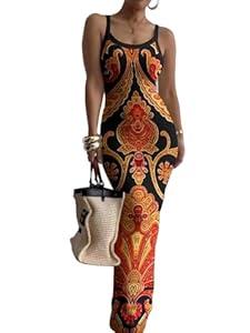 HTD Women Summer Casual Bodycon Maxi Dress Sexy Dresses (M, 8086 Blue Plaid)