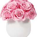 JoyFlower Preserved Flowers Vase Ceramic Decor, Eternal Flower Vases for Centerpieces, Forever Flower Decorations for Home Party Wedding Table Living Room, Ceramic Flower Vase House Decors(Pink)