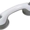 Juvielich 1 Pack Suction Grab Bar Shower Handle Suction Cup with Strong Suction Cup Armrest Handle with Dual Locking for Toilet Tiles Glass Hard Plastic Cabinet Drawer Bar Light Gray