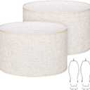 Oval Lamp Shades Set of 2, 16.5"L x 9.6"W x 11"H, Large Beige Lampshades for Table Lamps Bedside Lamps, Natural Linen Lamp Shades for Floor Lamps, Suitable for E26 Base and Saddle Base, Easy Assembly