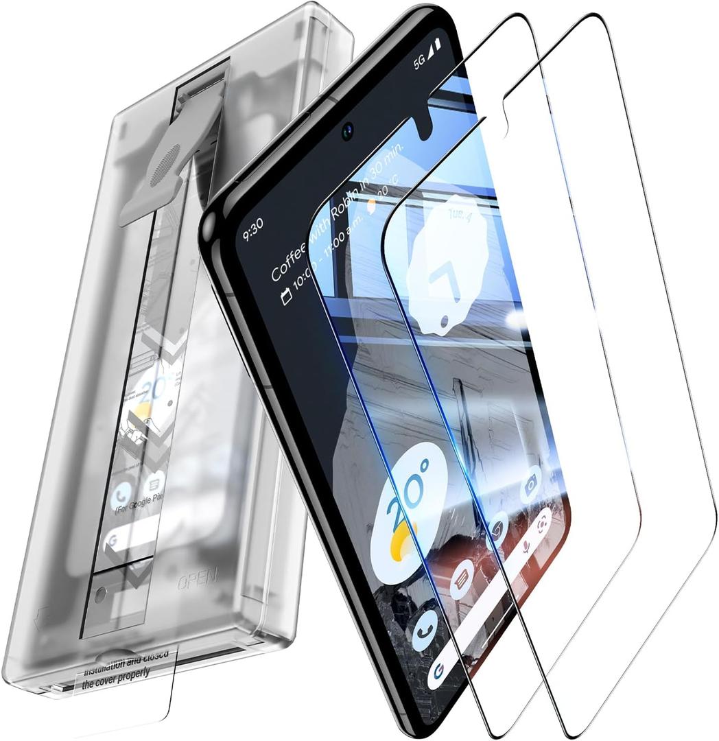 UniqueMe for Google Pixel 8 Pro Screen Protector, [Not Glass] Support Fingerprint Unlock [Alignment Frame] 7H Hardness Full Coverage Screen Bubble Free Case Friendly 6.7 inch - 2 Pack