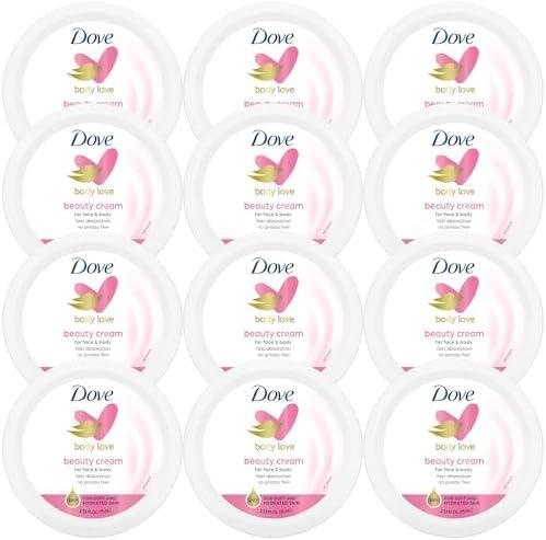 Dove Lotion, Beauty Cream - Light, Fast-Absorbing Face and Body Cream for Normal to Dry Skin, 24-Hour Moisture, Travel Size, 2.53 Fl Oz (Pack of 12)