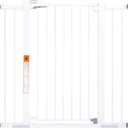 BABELIO 36" Tall Dog Gate PressGuard C5, 26-40" Wide Auto Close Baby Gate, Pressure Mounted Metal Pet Gate, Easy Install No Drilling, No Tools Needed, with Wall Protectors and Extension Kits, White