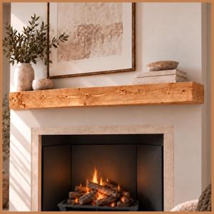 Avana Rustic Fireplace Mantle Shelf 60 Inches - Handcrafted Wood Mantles for Over Fireplace - Wall Mounted Farmhouse Fireplace Mantel Shelf - Floating Fireplace Mantels 60 Inch X 8 X 5 Rustic Natural