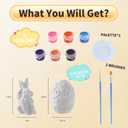 GloomGlo Easter Ceramic Painting Kit - 2PC Bunny Egg Figurines with 6 Colors of Paint, Brushes & Palette, DIY Arts and Crafts Toy for Kids and Adults (2pcs)