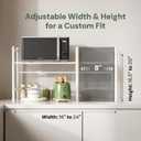 Microwave Shelf, Expandable H-Frame Microwave Stand Countertop, 80 lb Tested, 2-Tier Carbon Steel Over Microwave Shelf Organizer, 16–24 in W x 16.5–20 in H, White