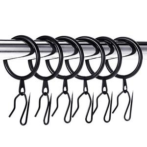 Hotop 30 Pieces Metal Drapery Curtain Rings and 30 Pieces Hanging Metal Curtain Drapery Pin Hooks for Window Door Shower(30 mm,Black)