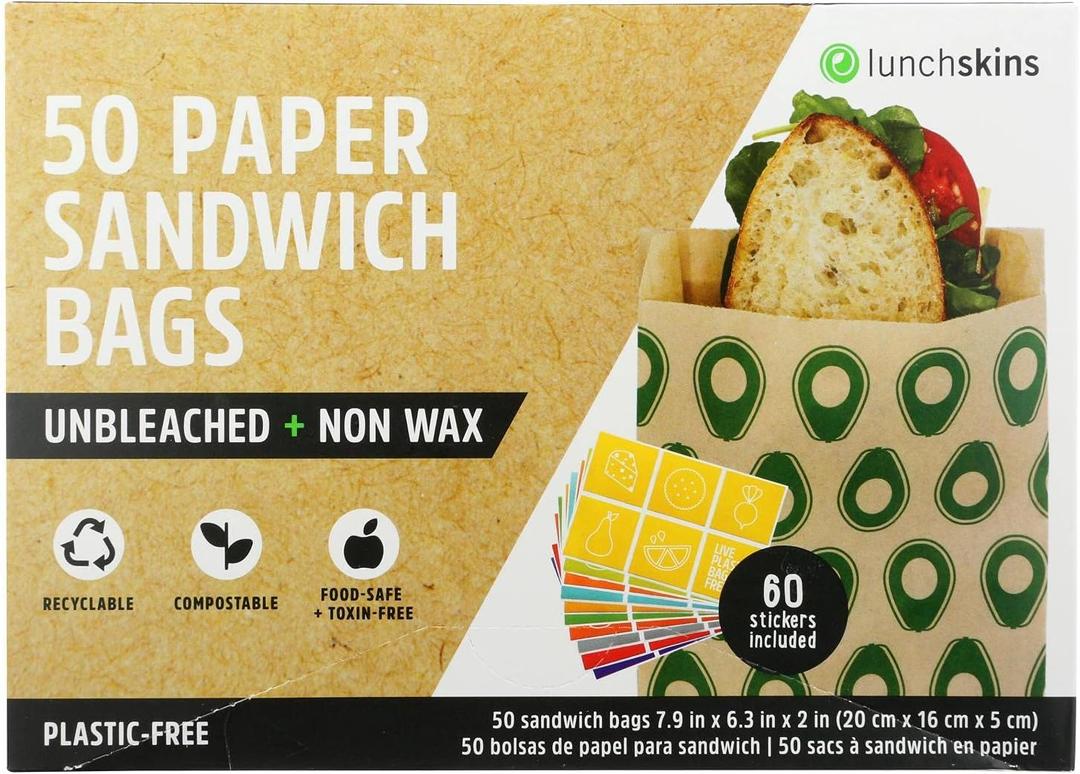 Lunchskins Avocado Paper Sandwich Bags - 50 Count per pack