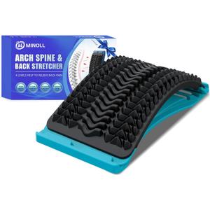 MINOLL Back Stretcher for Lower Back Pain Relief, Multiple Level Adjustable Arch Lumbar Back Cracker Board, Back Cracking Device, Back Massager for Scoliosis, Spine Decompression Support (Dark Blue)