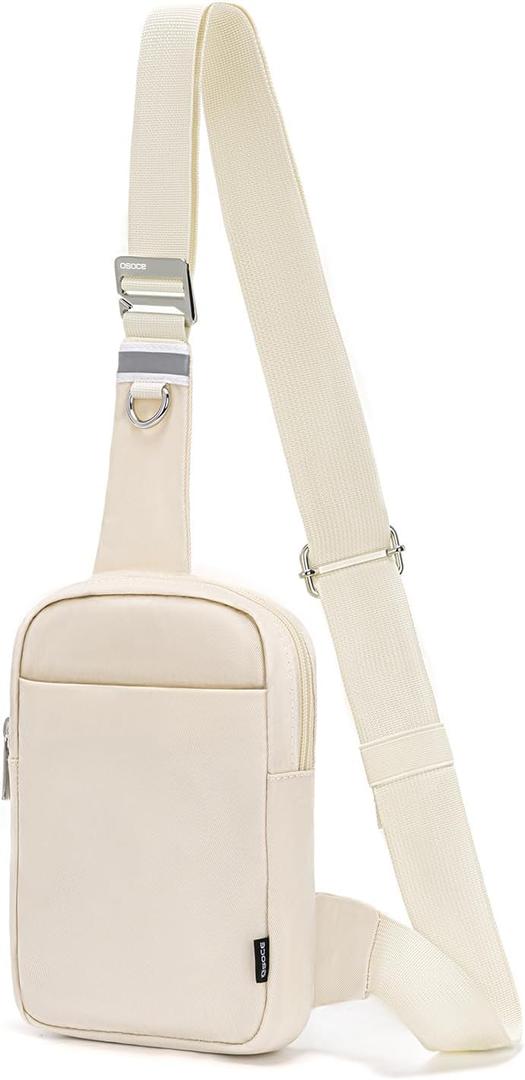Small Sling Bag for Men and Women with RFID Pocket, Anti Theft Crossbody Chest Bag Casual Travel Bag for Hiking (Beige)