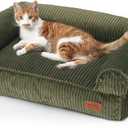 FUKUMARU Dog Couch Bed, Corduroy Cozy Cat Bed for Indoor Cats with Washable Cover, 28in Waterproof Orthopedic Dog Beds Sofa for Small Dogs and Large Cats, Cute Warm Cotton Pet Sofa, Green, 28.3"Lx20.5"Wx9"Th