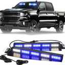 XRIDONSEN Blue White Emergency Visor Lights Warning Flashing Interior Windshield Strobe Lights Bar for Police Firefighter Vehicles Trucks w/Take Down, Deck Split Mount (34 inch, 40 LED)