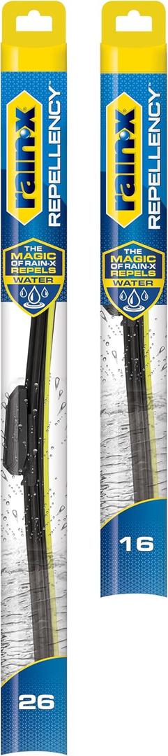 Rain-X 810348 Repellency Water Repellent Wiper Blades, 26" & 16" Windshield Wipers, All Weather Streak-Free for Enhanced Visibility w/Water Repellency Formula