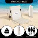 3 Pack Portable Poolside Chairs, Foldable Beach Chairs for Adults, Lightweight Legless Ground Seat with Carry Bag, Small Beach Chair for Edge of Pool, Lawn, Travel, Camping (Beige), Large