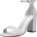 COASIS Women's Chunky Block Heels Open Toe Ankle Strap 3.5 Inch Heeled Sandals 6.5