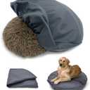 Dog Bed Cover Waterproof Replacement Machine Washable Covers for 24x24 Inch Dog Bed Heavy Duty Scratch Resistant Mattress Protector Pet Bed Round Grey Cover Only