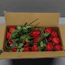 Hananona 50 Pcs Artificial Roses in Bulk, Fake Silk Red Roses Realistic Roses for Wedding Centerpieces Flower Arrangement Home Decor (50, Red)