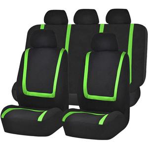 Zpana Car Seat Covers, Full Set Split Non-Slip Vehicle Front & Rear Seat Protector, Durable Comfortable Automotive Interior Chair Protective Cover, Universal for SUV Automobile Truck (Black/Green)